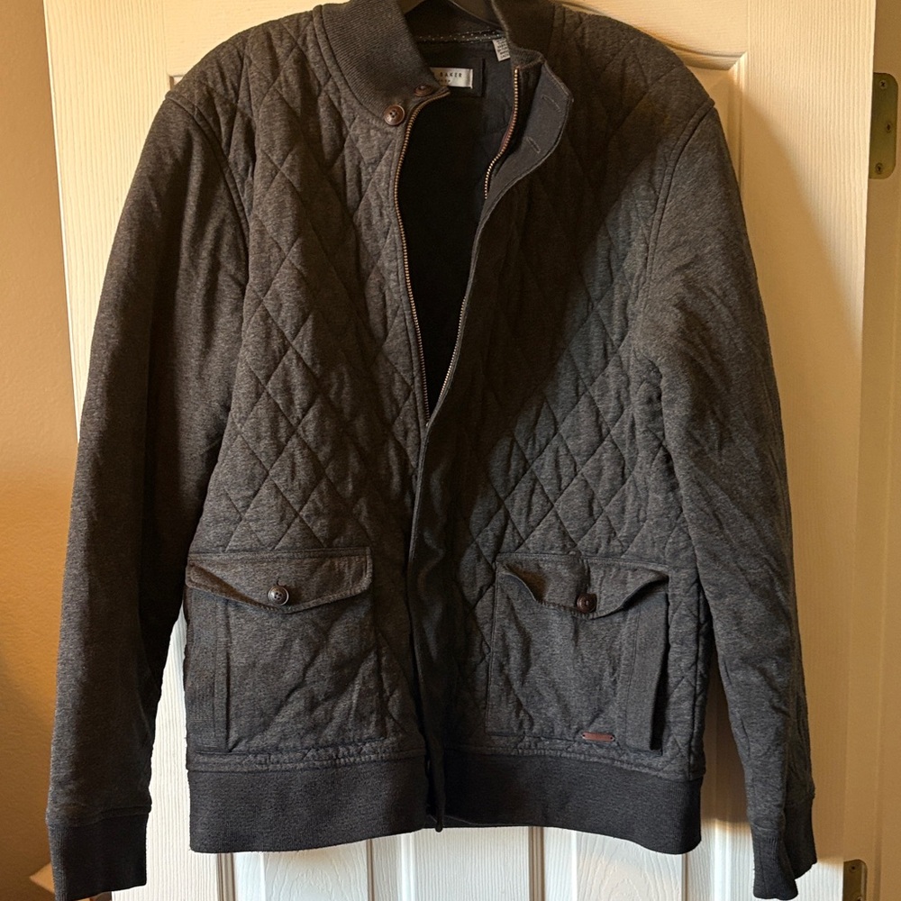 Ted Baker Dark Gray Quilted Bomber Jacket size 6